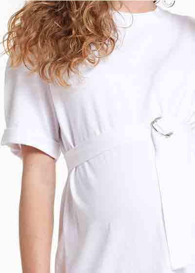 Yarım Kollu Beyaz Örme Hamile Elbisesi Dress Australia - Thumbnail