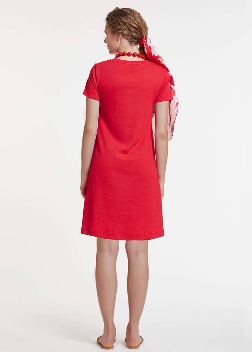 Kırmızı Hamile Elbisesi, Emzirme Özellikli Dress Melina