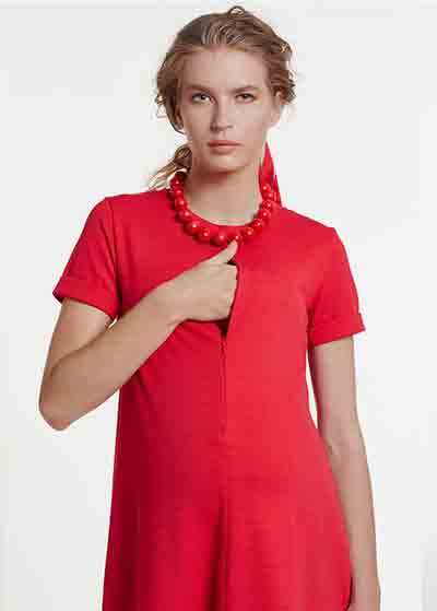 Kırmızı Hamile Elbisesi, Emzirme Özellikli Dress Melina - Thumbnail